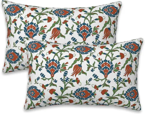 Vista 8 de Fundas de almohada Naqiuli azules florales de 16x16 pulgadas, juego de 2 fundas de almohada decorativas, fundas de cojín para dormitorio, sala