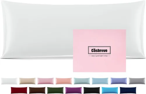 Vista 34 de Fundas de almohada de seda con cremallera, funda de almohada de morera, azul bebé, estándar, 1 unidad 20x26 Silk Pillowcase for Hair and