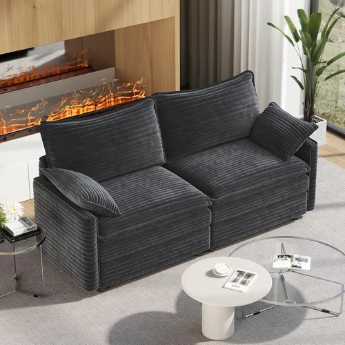 Vista 98 de Vesgantti Sofá modular de 108 pulgadas, cómodo sofá de nube con asiento profundo otomano movible, sofá modular en forma de L, sofás seccionales