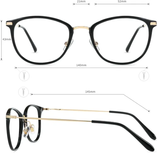 Vista 3 de Firmoo Blue Light Glasses, Vintage Overall Round Readers Lightweight Computer Eyewear Frame for Women Men