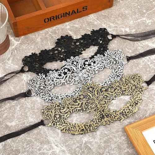 Vista 5 de 3 máscaras de encaje para adultos, misteriosas, divertidas máscaras de encaje para parejas, mujeres y hombres, disfraz de encaje para disfraces