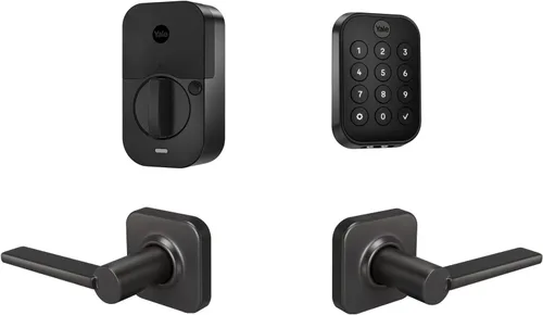 Vista 8 de Yale Assure Lock 2 - Cerradura con teclado y Bluetooth con palanca Norwood en cuero negro satinado