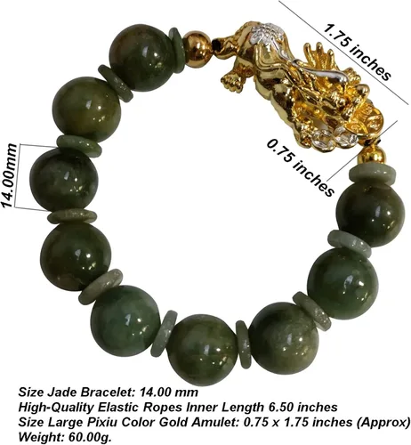 Vista 4 de Heavens Tvcz Pixiu - Pulsera para mujeres y hombres joyería de jadeíta con jade real espiritual positivo cuentas verdes Feng Shui dijes tailandeses
