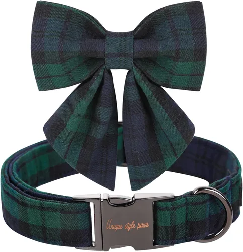 Vista 102 de Unique style paws - Collar para perros con corbatín, collar ajustable para perros y gatos, pequeño, mediano y grande