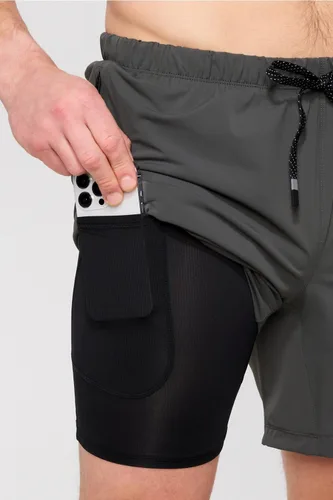 Vista 80 de Fabletics The One - Pantalón corto para hombre (forro), entrenamiento, natación, ligero, de secado rápido, bolsillo con cremallera, tejido elástico