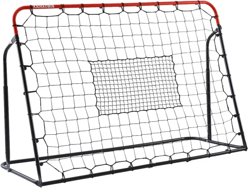 Vista 7 de KAIHAOWIN Red de rebote de fútbol, rebote de fútbol de acero de 4 x 4 pies, red de rebote para entrenamiento de práctica de fútbol en el patio