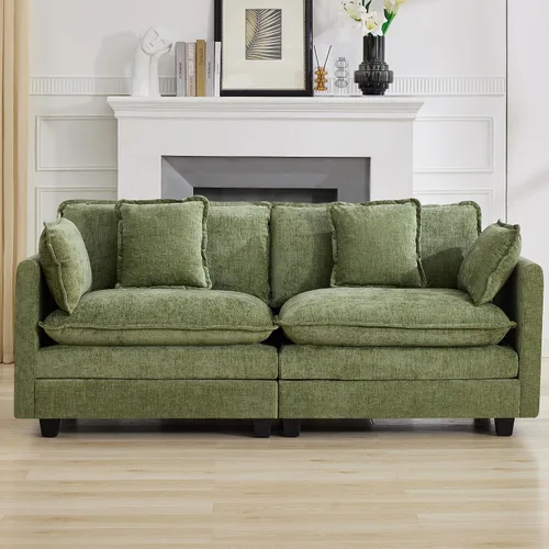 Vista 10 de Sofá modular en forma de nube de 113 pulgadas, sofás de asiento profundo de gran tamaño para sala de estar, sofá modular tapizado de chenilla