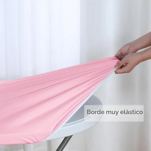 Vista 7 de Obstal - Mantel redondo ajustable, reversible, impermeable, antimanchas, elástico, fácil de limpiar, para exteriores e interiores, para mesas Rosa