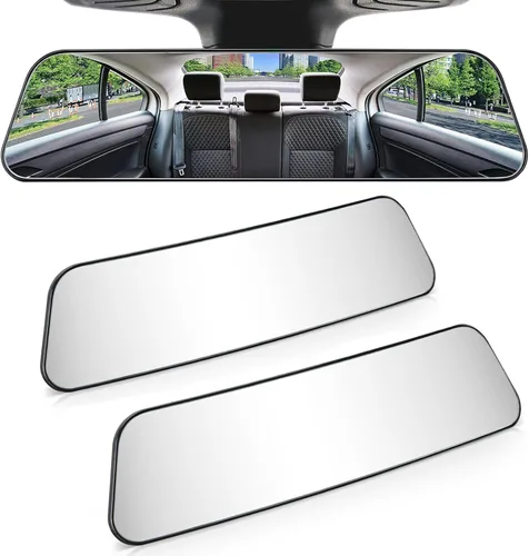 Vista 8 de JOYTUTUS Espejo retrovisor, espejo retrovisor convexo panorámico de 12 pulgadas con clip antirreflejos de gran angular, eficaz para reducir el punto