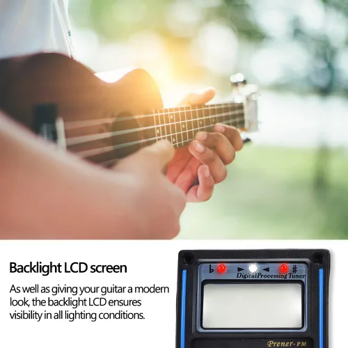 Vista 3 de Alomejor Preamplificador de guitarra acústica, ecualizador de 5 bandas con sintonizador digital LCD, preamplificador de estudio para músicos