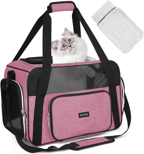 Vista 11 de BAGLHER Transportador de viaje para mascotas, transportador de perros para gatos pequeños y medianos, perros, cachorros, aprobado por aerolíneas