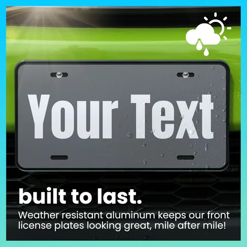 Vista 2 de Excelmark Vanity - Placa de matrícula personalizada para exhibiciones de automóviles, placa de aluminio personalizada (negro)