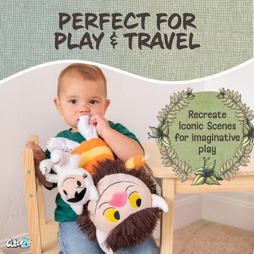 Vista 5 de Kids Preferred Where The Wild Things are Max & Moishe Duo Cuteeze - Felpa – Materiales súper suaves, arrugados, frijoles en la parte inferior