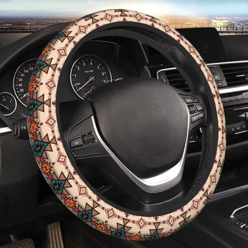 Vista 13 de Funda de volante vintage floral hippie de los 70, diseño de hongo retro, cubierta de volante de neopreno antideslizante para mujeres, hombres