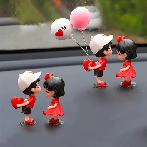 Vista 9 de Decoración de coche de acción de caricaturas para parejas, lindos adornos para automóvil, decoración interior del automóvil, lindo adorno