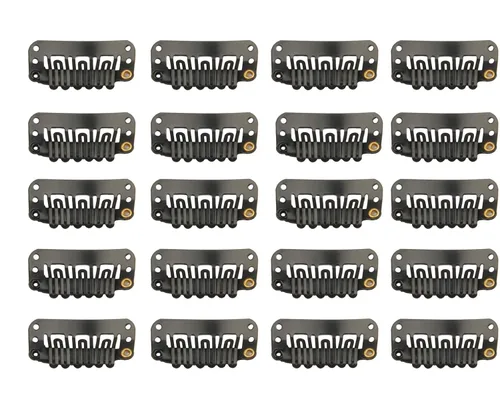 Vista 12 de 20 pinzas de pelo de acero inoxidable con 9 dientes, pinzas para Beige 9 dientes 20 piezas
