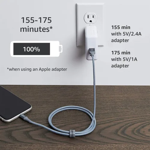 Vista 6 de Amazon Basics - Cable Lightning de nailon trenzado doble a USB, colección avanzada, cargador para iPhone certificado MFi
