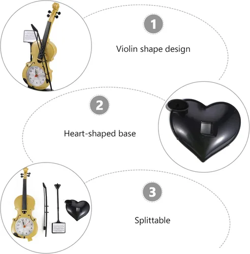 Vista 6 de BESPORTBLE Reloj despertador de violín electrónico con forma de violín para dormitorio, sala de estar, hogar D Cor y decoración de mesa de oficina