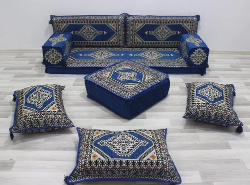 Vista 2 de arabicsofa Sofá Majlis árabe hecho a mano con cojines - Juego de asientos modulares para sala de estar