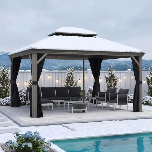 Vista 39 de PURPLE LEAF - Gazebo para exteriores de 10 x 12 pies, con sistema de drenaje