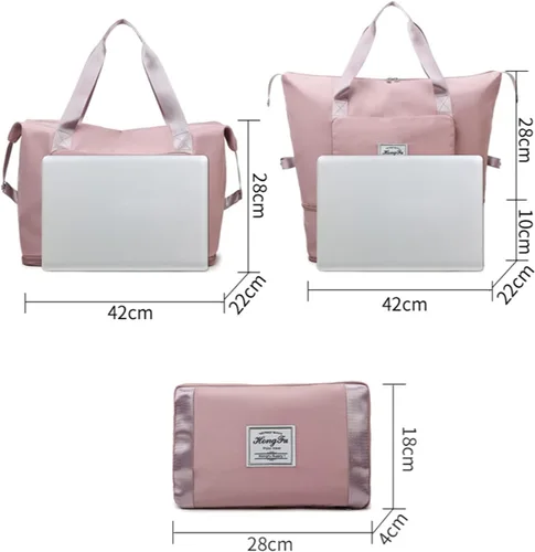 Vista 3 de Bolso de viaje plegable de gran capacidad, con separación de secos y húmedos, bolso de hombro deportivo portátil, bolso de transporte ligero e