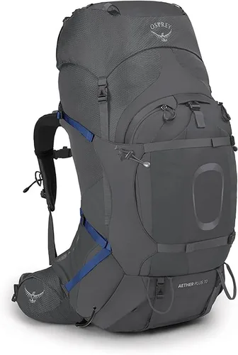Vista 4 de Osprey Aether Plus 70 - Mochila de mochilero para hombre, verde Axo, S/M