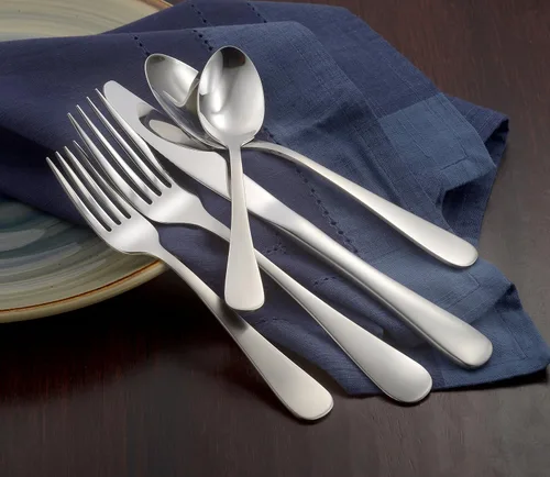 Vista 6 de Liberty Tabletop Satin Annapolis - Juego de cubiertos de 45 piezas para 8, fabricado en Estados Unidos