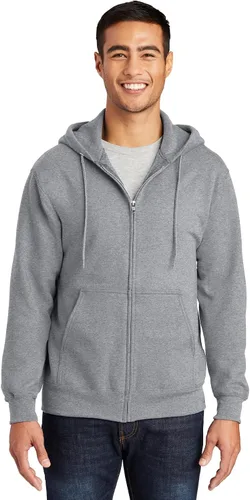 Vista 9 de Port & Company Sudadera con capucha de forro polar esencial alto con cremallera completa. PC90ZHT Ceniza