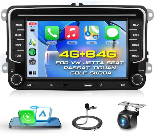 Vista 8 de 2G+64G Android para VW Jetta Seat Passat Tiguan CC Golf Skoda doble Din estéreo del coche con Carplay inalámbrico/Android Auto 7 pulgadas HD
