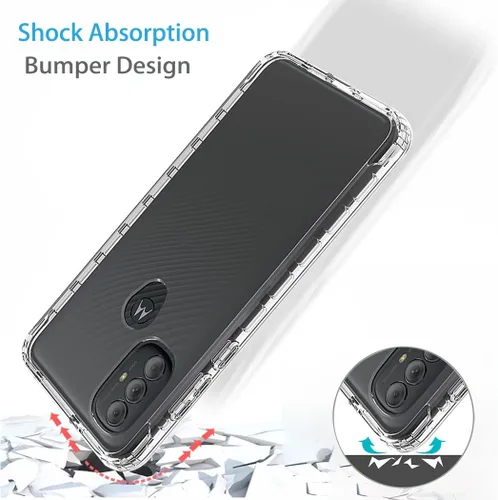 Vista 7 de Funda transparente compatible con Moto G Power 2022 con protector de pantalla de vidrio templado, bonito protector de cristal a prueba de golpes
