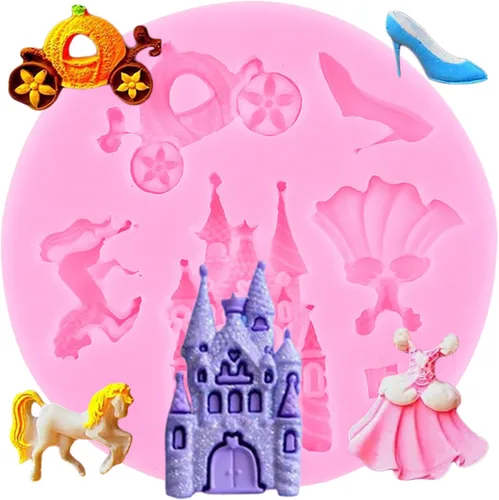 Vista 12 de Moldes de silicona para fondant de castillo de cuento de hadas para decoración de tartas, decoración de cupcakes, pasta de goma de caramelo