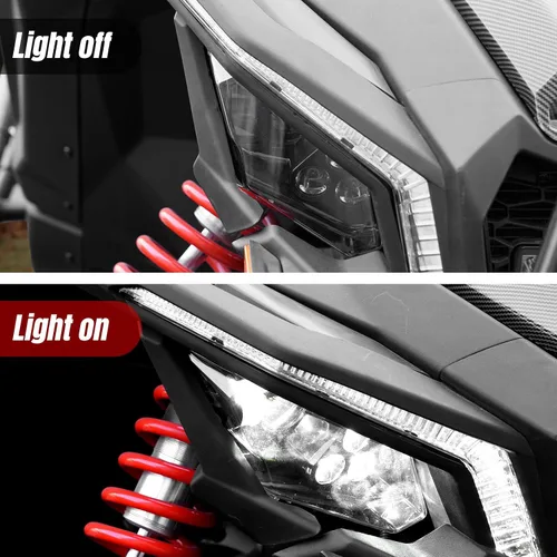 Vista 4 de A & UTV PRO Maverick X3 - Fundas para faros delanteros izquierdo y derecho, embellecedor de bisel para Can-Am Maverick X3 XDS XRS Max Turbo R