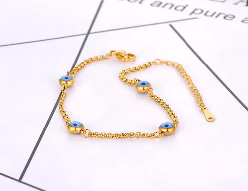 Vista 4 de lokaerlry Pulsera de acero inoxidable de moda con cadena simple para mujer, cristal