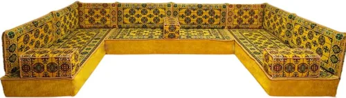 Vista 192 de arabicsofa Sofá en forma de U de estilo árabe para el suelo – Juego de Majlis hecho a mano – Sofá de estilo bohemio
