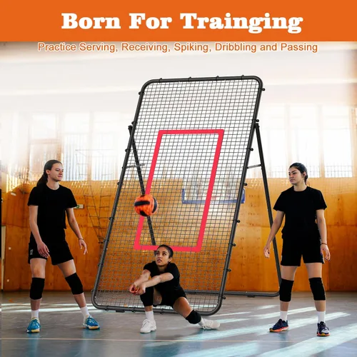 Vista 4 de Nandae Adjustable Volleyball Rebounder Net 7x4 FT, Steel Frame & High-Tension PE Netting, Durable & Portable Volleyball Training Equipment Practice