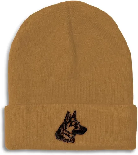 Vista 25 de Gorros personalizados para hombre, sombreros de invierno bordados de cabeza de pastor alemán negro para mujer, gorra de cráneo de acrílico, 1