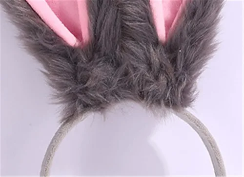 Vista 4 de JOYVIP Diadema de orejas de conejo de Pascua con orejas de conejo de peluche para fiesta de cosplay