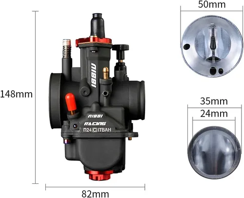 Vista 4 de NIBBI Carburador PWK24mm, apto para motor de motocicleta de 125cc—150cc con jets de carburador para DirtBike MiniBike Pit Bike GY6 ATV