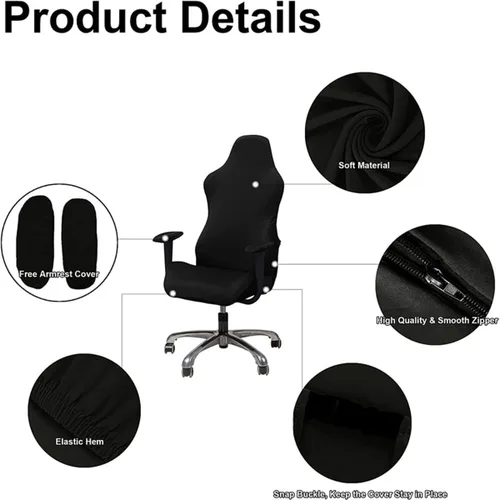 Vista 4 de Funda elástica para silla de juegos, lavable, funda protectora elástica para silla de juegos de oficina (color A: A)