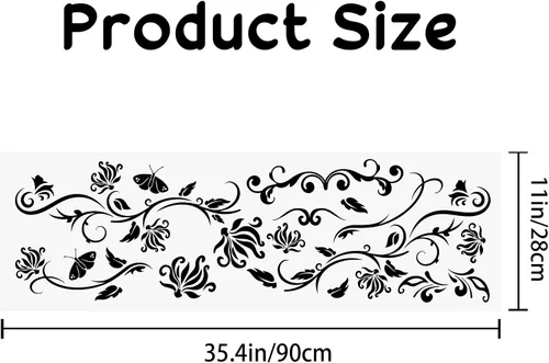 Vista 2 de PLIGREAT Calcomanías de pared de flores negras, calcomanías de pared de mariposa, calcomanías de pared de vinilo extraíbles para guardería