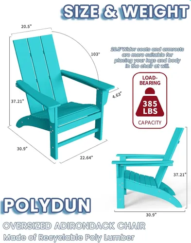 Vista 2 de Silla Adirondack moderna, sillas de patio de plástico HDPE para todo tipo de clima, silla para hoguera, sillas de césped al aire libre para terraza