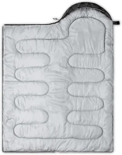 Vista 4 de QOOMO Saco de dormir para camping, 3 estaciones, clima cálido y fresco, ligero, saco de dormir impermeable para adultos y niños, viajes y al aire