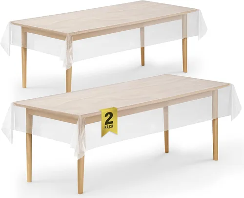 Vista 71 de DecorRack 2 Manteles rectangulares de plástico libres de BPA, 54 x 108 pulgadas, mantel de mesa para comedor, mantel rectangular para fiestas