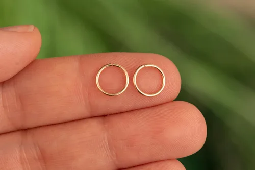 Vista 95 de Aretes de aro de oro de plata – Aretes de aro para mujer, dos piezas de aros de plata fina rellenos de oro, aro de hélice, anillo de tragus, aro
