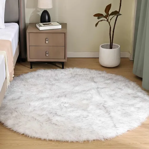 Vista 28 de Goolela Alfombra esponjosa de piel sintética para dormitorio, color marrón claro beige, 2 x 3 pies, alfombra de piel de oveja peluda y difusa