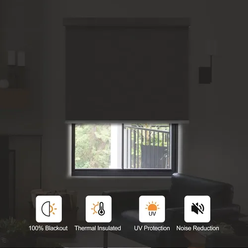 Vista 6 de Persilux Persianas enrollables opacas 100 % para ventanas, persianas enrollables inalámbricas de parada libre para ventanas, aislamiento térmico
