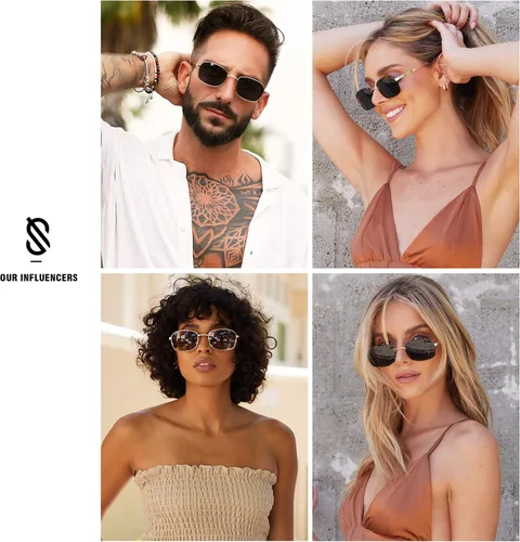 Vista 2 de SOJOS Gafas de sol rectangulares polarizadas para mujer retro ovaladas vintage estrechas cuadradas para mujeres y hombres SJ1177 54-21-145