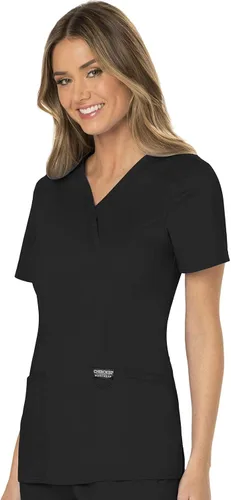 Vista 4 de Cherokee WW610 - Camiseta de ropa quirúrgica para mujer estilo cruzado falso para trabajar