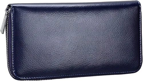Vista 5 de Cynure Cartera grande de cuero con cierre RFID para mujer, 36 ranuras