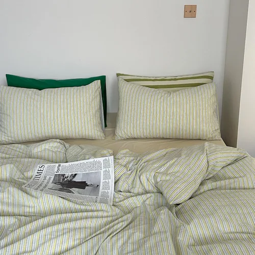 Vista 170 de mixinni Juego de funda de edredón vintage a rayas, tamaño twin, juego de ropa de cama de 3 piezas, 100% algodón lavado, suave y transpirable, funda